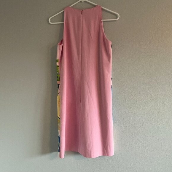 Boutique Moschino Holiday Graphic Print Sleeveless Shift Mini Dress Pink‎ 6 - Picture 8 of 14